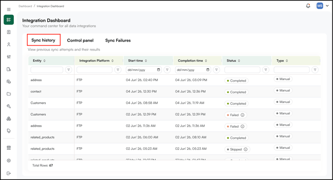 SYNC HISTORY