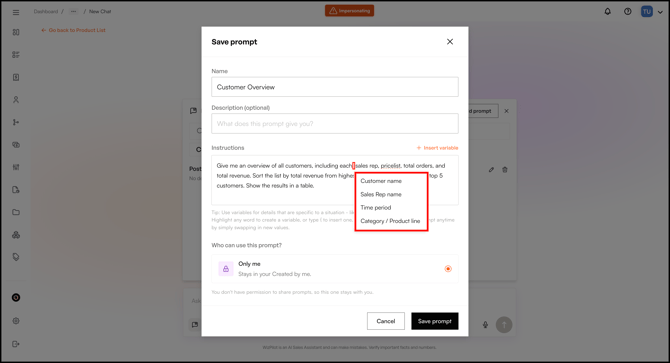 click + insert variable