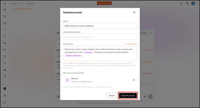 duplicate prompt