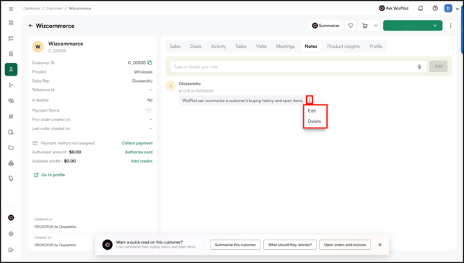 edit delete note