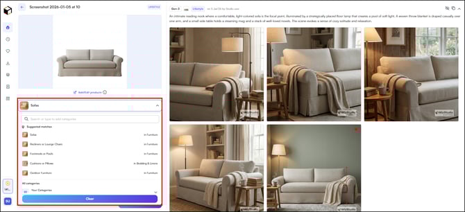 dropdown for category selection