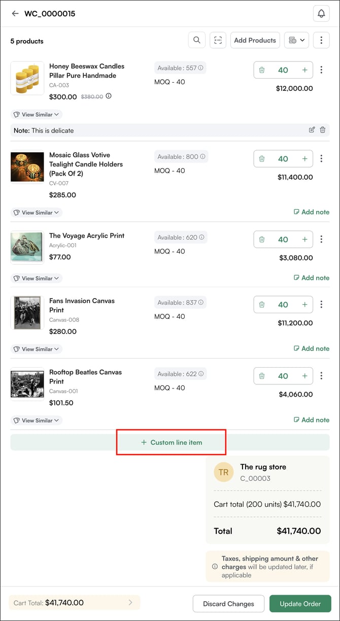 add custom line item