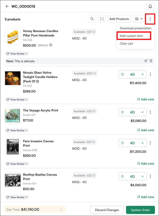 add custom line item
