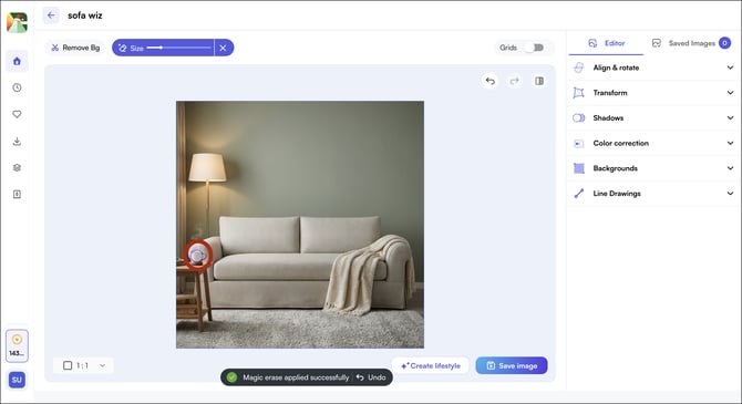 highlight the area where the object has to be removed