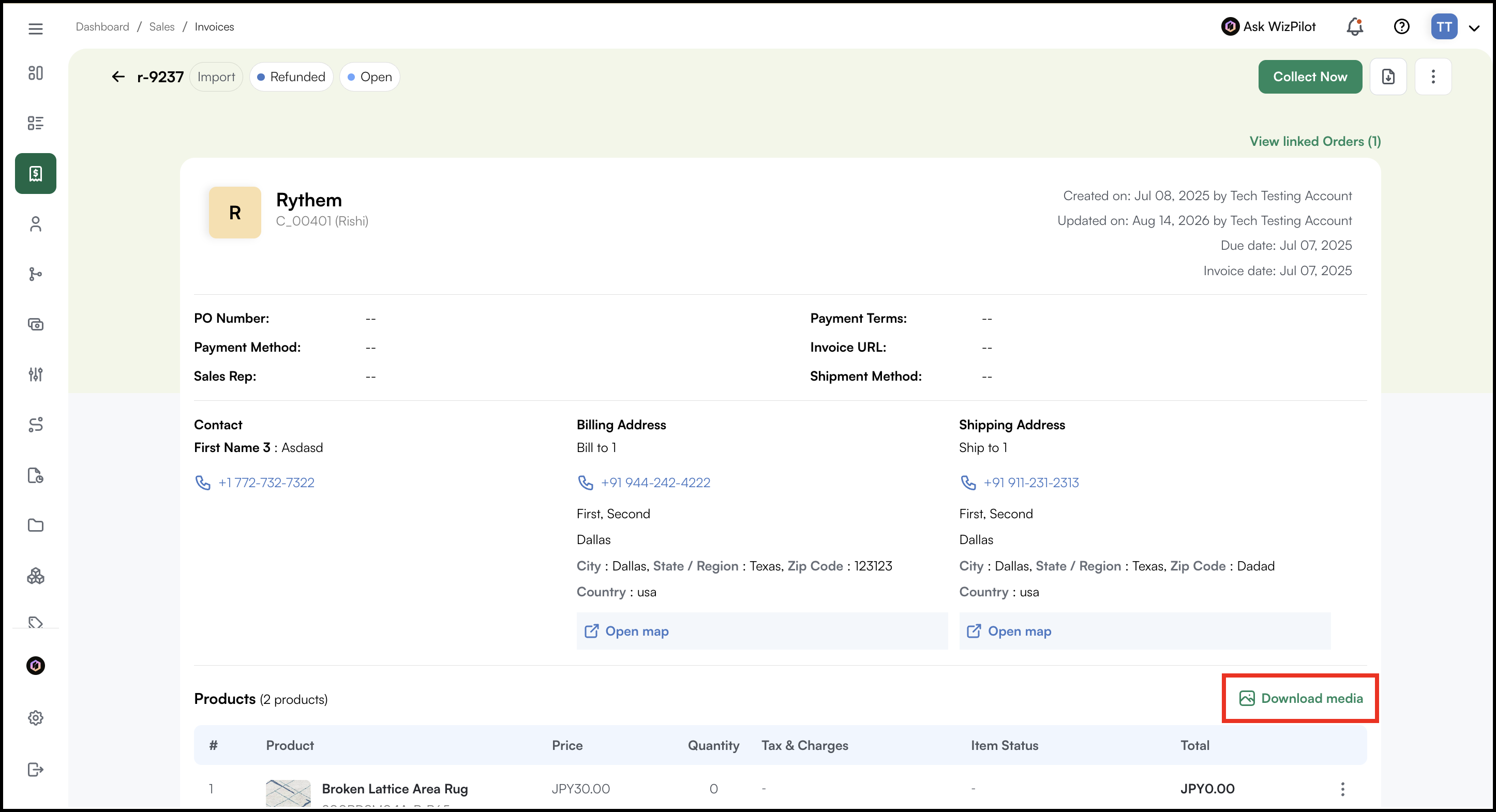 invoices - download media