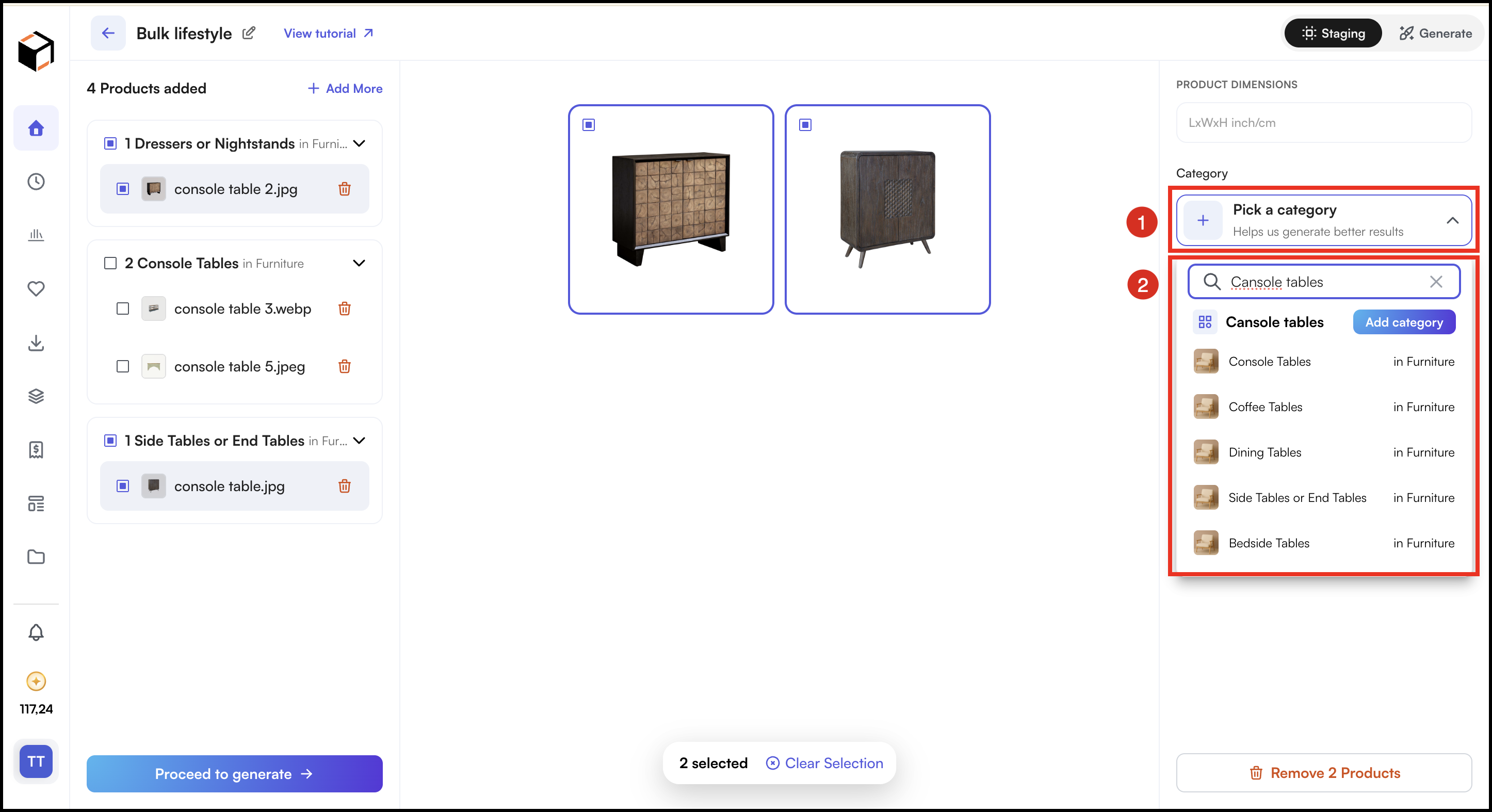 select category