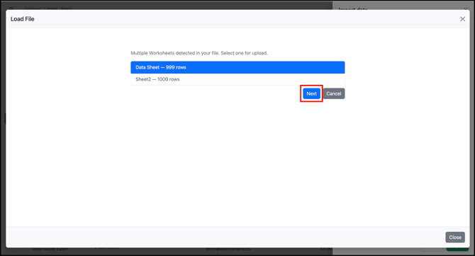 upload import sheet