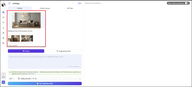 Lifestyle video generator screen