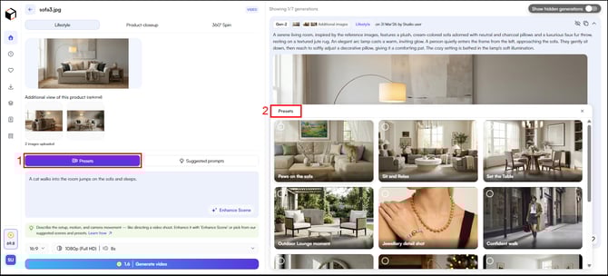 Choose from available scence