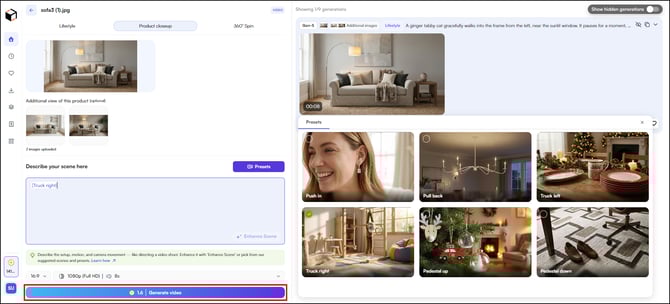 click on generation video button 
